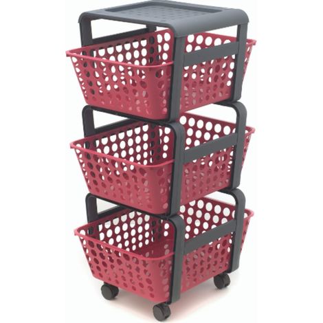 Ecoplast Modula Carrello Portaoggetti (29x41,5x75cm) - Rosso Veneziano - (1/4)