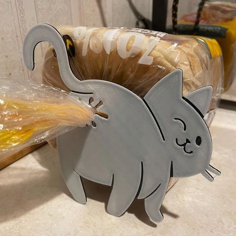 2 Pinces à pain en forme de cul de chat, outil de cuisine amusant imprimé en 3D, support de sac en plastique pour collations, cadeau déco animaux mignons pour la maison (1/5)