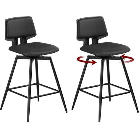 WOLTU Set di 2 Sgabelli da Bar Sgabelli Cucina Sedia da Bar con Schienale e Poggiapiedi, in Pelle Sintetica Lucida Sgabelli Alti per Cucina Bancone, Nero