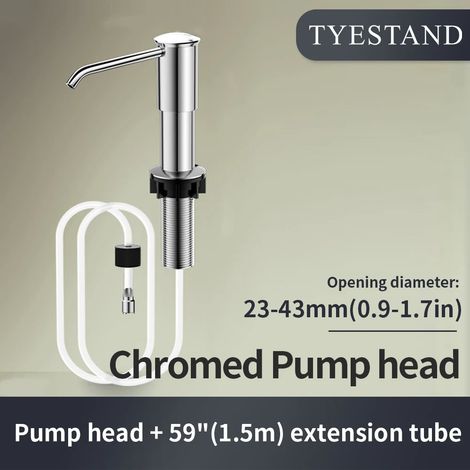 Distributeur de savon pour évier de cuisine (Chromé - Tube de 1,5 m - Chine continentale) avec pompe ABS intégrée et tube d'extension de 1,5 m (59"). (1/5)