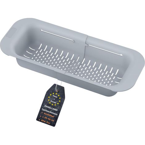 1 passoire extensible pour évier - Gris - Panier à pâtes flexible en plastique sans BPA - Peu encombrant et extensible - Robuste - Passoire pour lavabo (1/5)