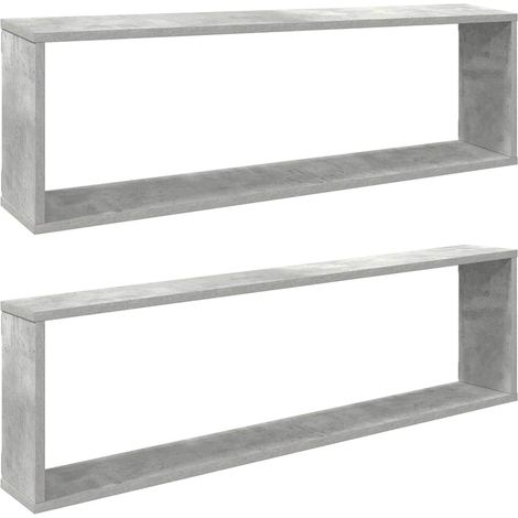 Étagères cube murales 2 pcs  Étagères flottantes gris béton bois d'ingénierie (1/5)