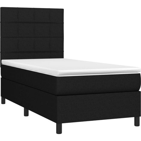 Sommier à lattes de lit avec matelas et LED Noir 90x190cm Tissu vidaXL (1/5)