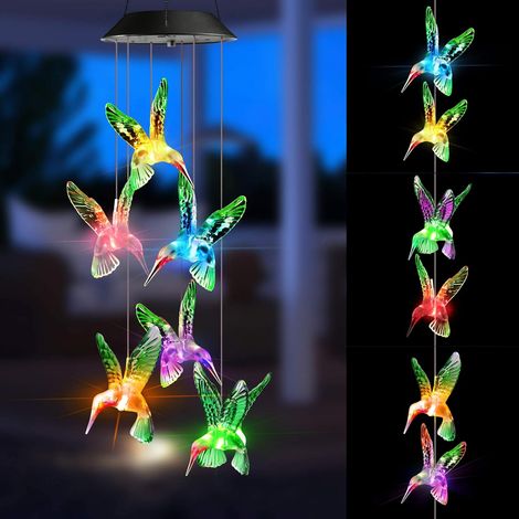 Lampes solaires d'extérieur, carillons éoliens solaires avec Hummi à changement de couleur-AquaForge