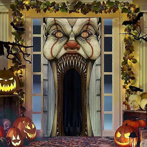 Décoration d'Halloween : rideau de porte fantôme citrouille renne, ornement suspendu pour la maison, fête de rêve, entrée (1/5)