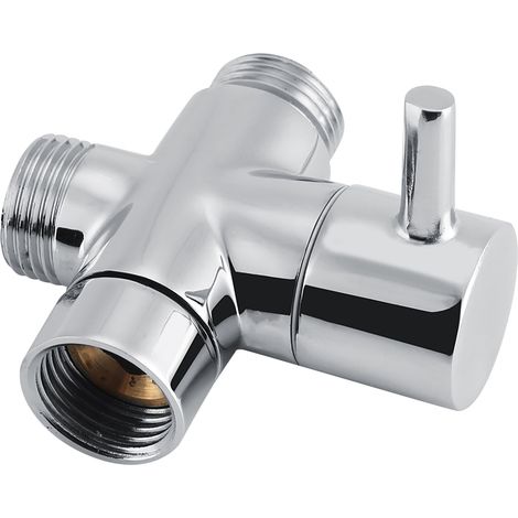 Robinet d'arrêt/dérivation en T à 3 voies pour douche, WC, bidet, adaptateur d'eau, couleur chromée (1/5)
