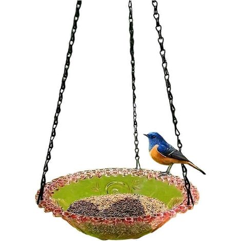 Mangeoire à oiseaux extérieure en métal rose à suspension explosive (1/5)