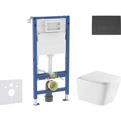 Geberit Duofix - Set de bâti-support, cuvette Arkas l et abattant softclose, plaque de déclenchement Delta50, noir mat SANI11CA5184