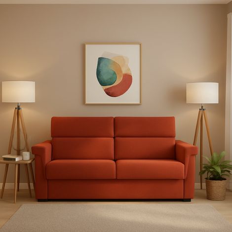 Divano Letto 2 Posti Tenna, Sfoderabile, Contenitore Made in Italy, di Apertura a Ribalta, 185x95 cm Arancione (1/5)