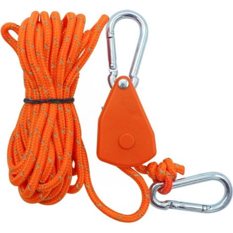 4 pièces cordes à cliquet réglable, tendeur voile ombrage, sangle pour lampes ou plantes en extérieur et intérieur orange (1/5)