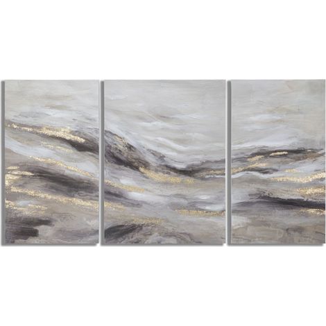 Lot de 3 Toiles Peinture Déco "Monty" 80x150cm Multicolore (1/5)