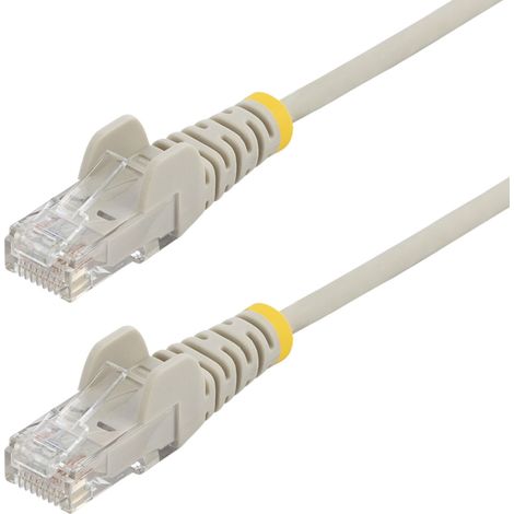 StarTech.com Câble Ethernet CAT6 Gris Fin de 15m, Sans Accroc, 100W PoE, UTP, LSZH, Fil de Cuivre Pur 28AWG, Cordon Patch Réseau RJ45 avec Serre-Câble, Contrôlé Fluke