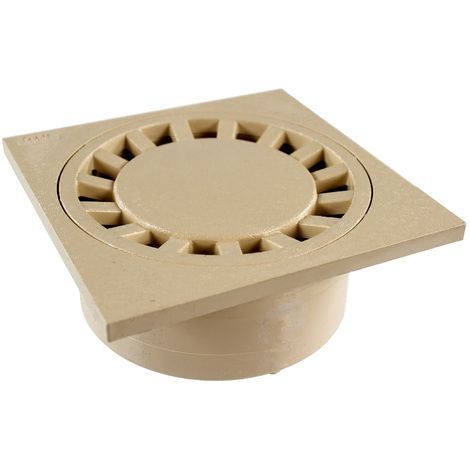 Siphon de sol PVC 150x150mm sortie verticale Ø40-50-63-125 - Sable (1/5)