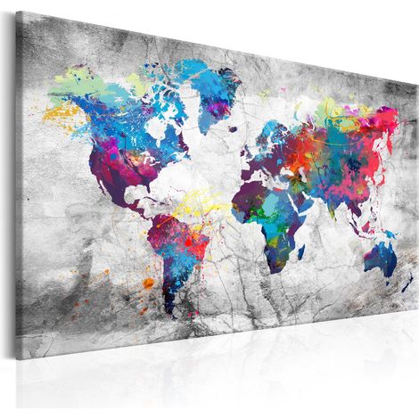 Quadro - World Map: Grey Style - 120x80 (1/4)
