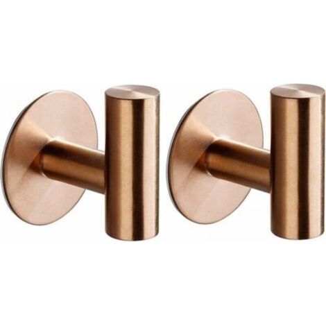 (Rose gold) 2 self-adhesive wall hooks, towel holders for bathroom and kitchen, picture hooks, no drilling required, self-adhesive stainless steel towel holder for the bathroom, FLITI (1/4)