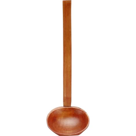 Eleganter Nudellöffel aus Holz, langer Griff für Suppen und Fondue, lebensmittelecht. (1/5)