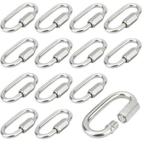 12 pezzi Moschettone a vite M5, a sgancio rapido, in acciaio inox 304, moschettone di bloccaggio con tappo a vite, moschettone fisso per collegare corde, catene e attrezzature - Crezuo