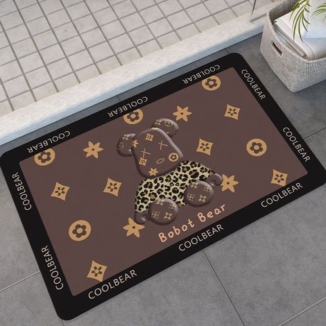 Tapis de Salle de Bain Anti-Dérapant, Absorbant et Doux - Motif Léopard Marron 40x60 cm pour Maison, Hôtel ou Cuisine (1/5)