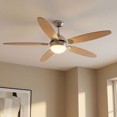 Deckenventilator AZURA mit Licht und Zugschalter leise, 2 Flügelfarben, Ø132cm (1/5)