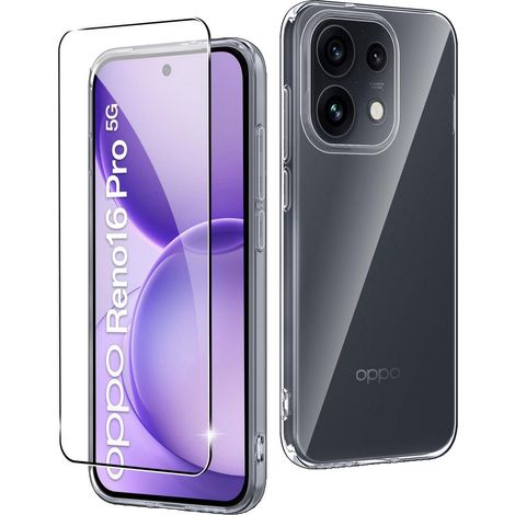 TPU Hülle für Oppo Reno 16/16 Pro 5G mit Glasfolie, transparent