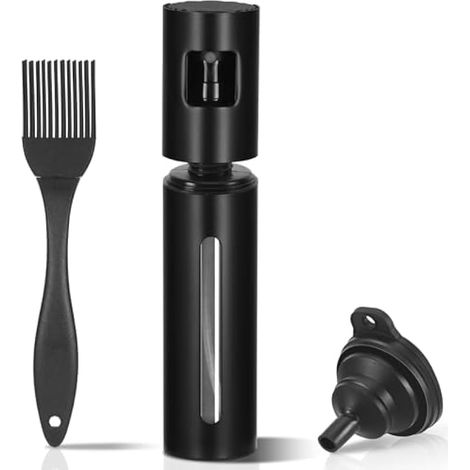 Lot d'huile en spray, bouteille noire 100ML pour cuisson, acier inoxydable anti-fuite avec protection UV, distributeur pour friteuse à air avec pinceau et entonnoir de cuisine (1/5)