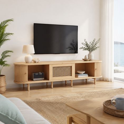 MEUBLIV TV-Möbel 180x40x40 cm helles Holz – Stauraum mit Schubladen, ohne Matratze (1/5)