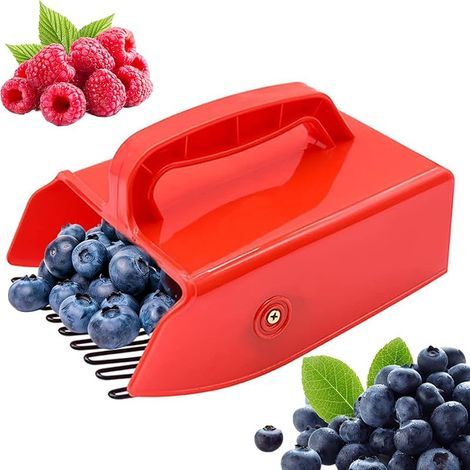 22 x 14 x 7.5cm Moissonneuse Mûres, Peigne Myrtilles Métallique, Cueilleur Baies Plastique, Ramasse Fruits pour Cueillette Groseilles, Cassis, Canneberries, Gallons, Lingonberries (Rouge) (1/5)