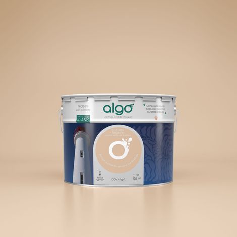 Peinture extérieure écologique à la chaux – Finition mate – Beige Sable du Phare de Fréhel – 10L – Émissions de COV A+ – Algo (1/2)