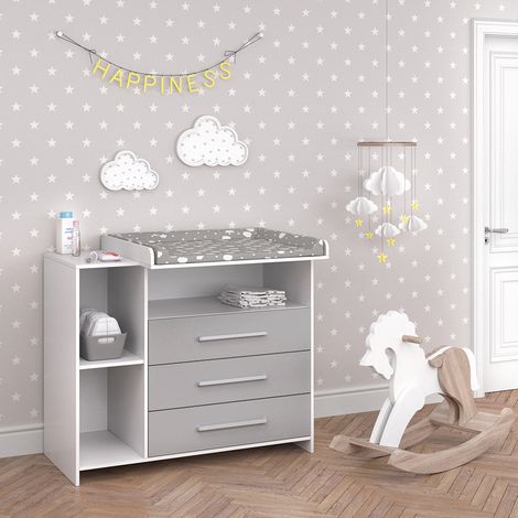 Fasciatoio Oskar, Bianco/Grigio, 113 x 100 cm, Vicco