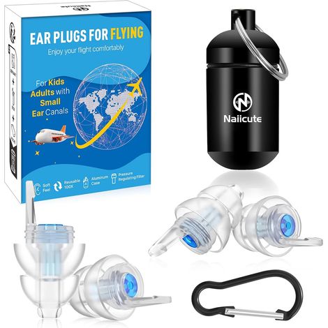 Bouchons d’oreille enfant(6-12 ans) -2 paires Réutilisables boule quies enfant, protection auditive avion, voler sans douleur - Réguler la pression, silicone bouchon oreille anti bruit 25 dB (1/5)