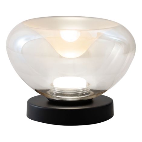 Lampe De Table Brena - Cognac Fabas Luce - Led 11W Dimmable Tactile - Verre Borosilicate Concave Cognac (1/4)