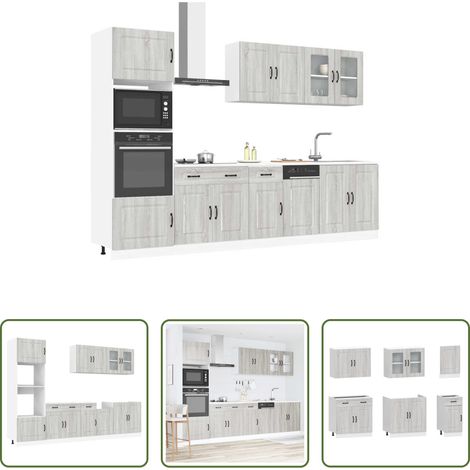 vidaXL Küchenmöbel - 7-tlg. Küchenschrank-Set Kalmar Grau Sonoma Holzwerkstoff (1/5)