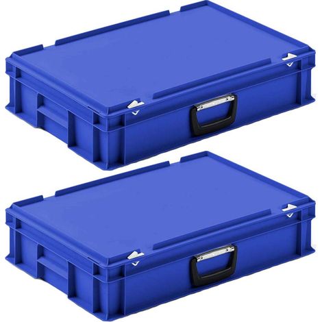 BRB Lot de 2 valises à outils empilables en polypropylène Bleu 600 x 400 x 130 mm