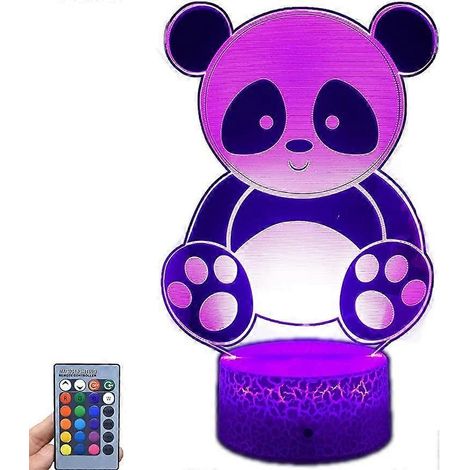 Veilleuse Panda Géant Mignon, Lumière à Illusion 3D, Lampe de Chambre LED, Lampe de Bureau USB avec Télécommande Tactile, Lampe de Sommeil pour Enfants C (1/5)