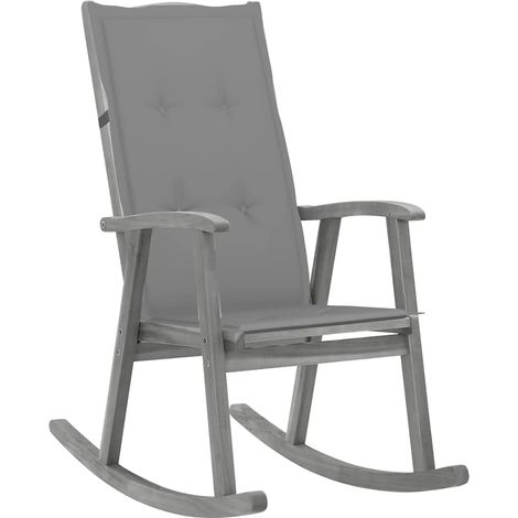 vidaXL Silla mecedora con cojines madera maciza de acacia gris (1/5)