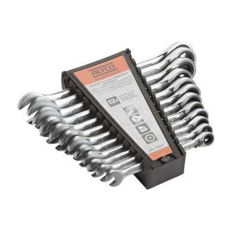 Juego de 12 llaves combinadas con carraca 8-19 mm en soporte de plástico ORANGE ALYCO (1/2)