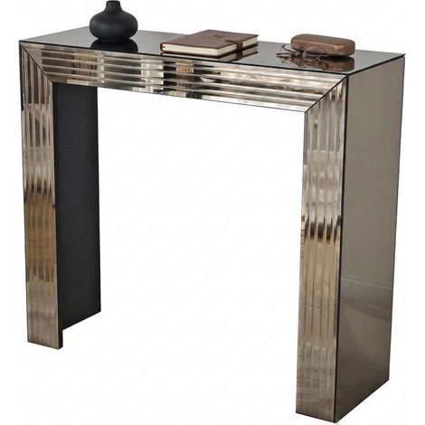 Ploaghe Konsole, braune Platte, Rahmen bronzefarben, Plattenakzent Bronze, 91x30x85h cm Braun Bronze