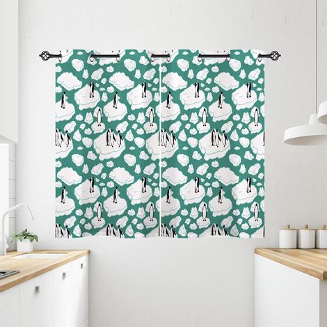Rideau Occultant Océan Dessin Animé Animaux Pingouin Rideau Thermique Isolant Draperies Intérieurs Tenture Opaque à Oeillets pour Maison Chambre Salon Fenetre 2 Pièces L 71 x H 138 cm - 71L X 138H cm (1/5)