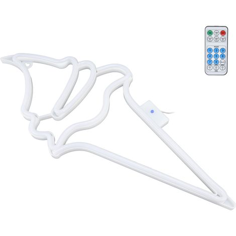 Enseigne lumineuse LED néon en forme de glace avec télécommande pour décoration de fête, alimentation USB ou piles, lumière violette (1/5)
