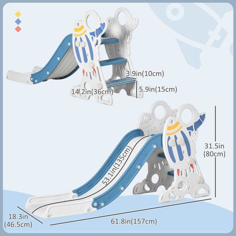 Toboggan d'intérieur bleu sur le thème de l'espace pour enfants de 1,5 à 3 ans (1/5)