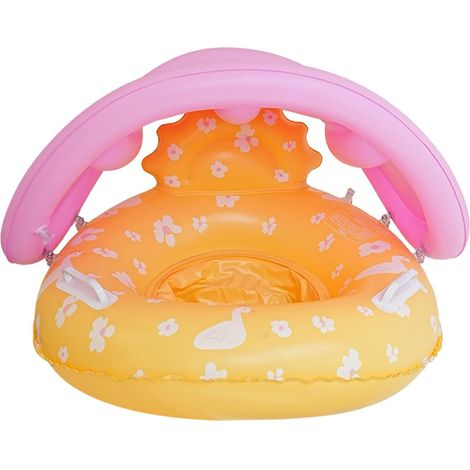 Boa gonfiabile per nuoto con protezione solare e dagli spruzzi, sedile con parasole, boa per nuoto ideale per viaggi all'aperto. (1/3)