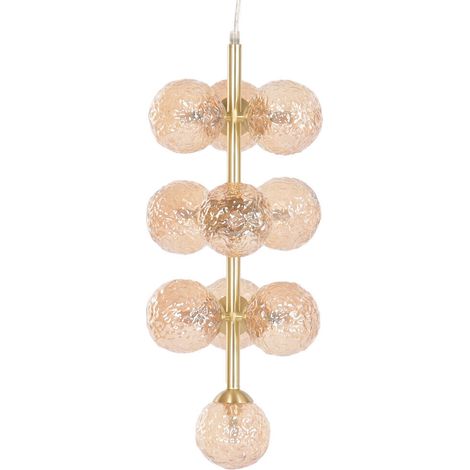 Lampara Techo Cristal Metal 24X24X60 Bolas Dorado (1/5)