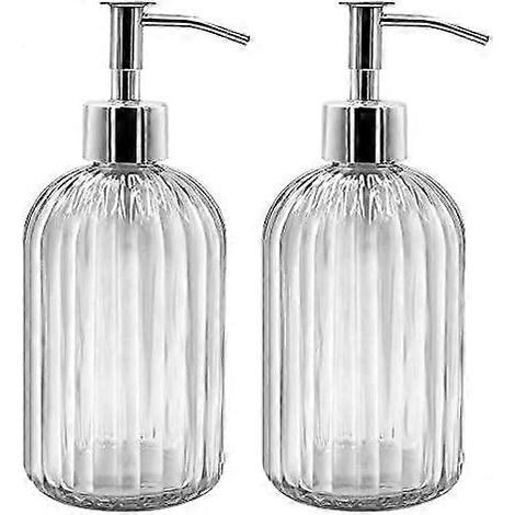 Lot de flacons distributeurs de savon en verre avec pompe, flacons distributeurs de liquide vaisselle rechargeables pour salle de bain, plan de travail, cuisine, buanderie (1/5)
