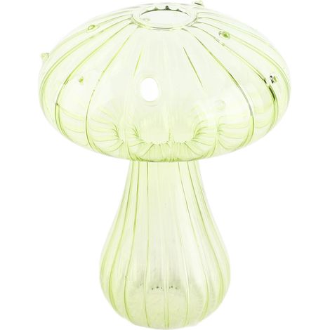 Jarrón de cristal con forma de seta – Bonito jarrón hidropónico para plantas y como elemento decorativo, tamaño 12 x 9 cm, cristal grueso, transparente, regalo ideal para el salón, 70 g (1/5)