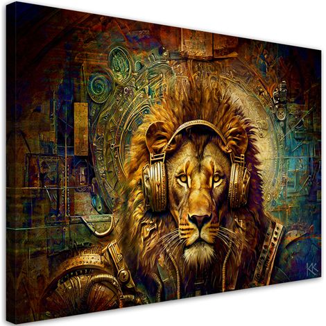 Tableau sur toile Tableau sur toile Lion d'or abstrait 100x70 (1/5)