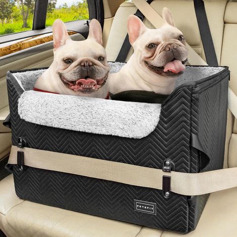 Hund Autositz für kleine/mittlere Hunde, 2-in-1 Hundebett Auto, Schwarz (1/5)