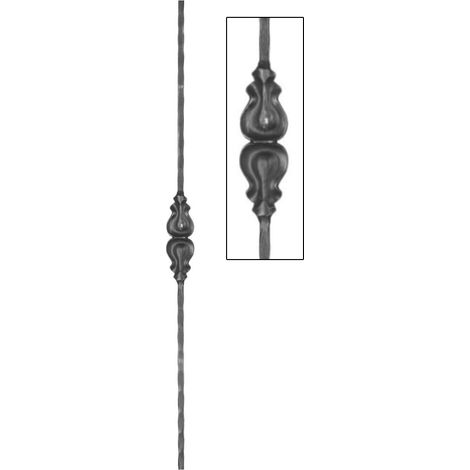 Barreau martelé carré de 12mm et hauteur 1000mm en fer forgé avec un motif - DECO FER FORGE
