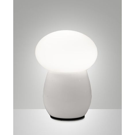 Lampada da tavolo Freddy in vetro soffiato Bianco, attacco E27 40W, interruttore integrato, design elegante e moderno - Freddy Collection