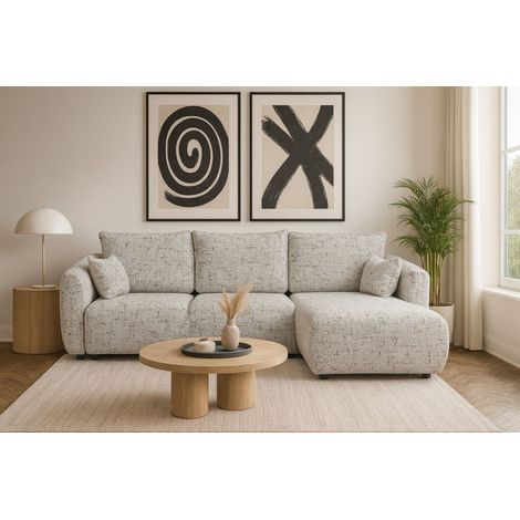 Ecksofa mit Schlaffunktion RUDEN Sofa in Stoff Bello Grau Ottomane Rechts (1/5)