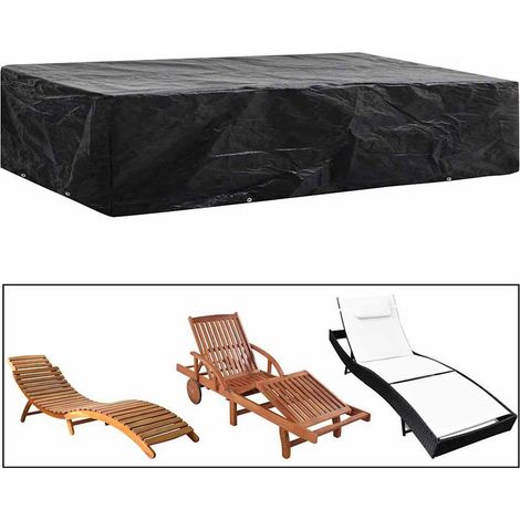 Housse De Chaise De Jardin - Polyethylene 90 G M2 - 218 X 77 X 55 Cm - 8 Oeillets Aluminium - Noir - 1 Piece (1/5)